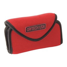 OP/TECH USA 7302264 Snappeez-Large, Wide Body Horizontal Neoprene Pouch for Camera (4.5 x 2.5 x .75 - 1.25 Inch) (Red)