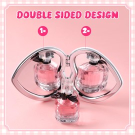 Karenhi 3 Pcs Pink Bow Heart Shaped Compact Mirror for Purses, Mini Cute Double Sided Pocket Mirror for Women, Handbag Wallet Home Office