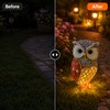 Solar Red Owl Statue Light for Garden Decor – Resin