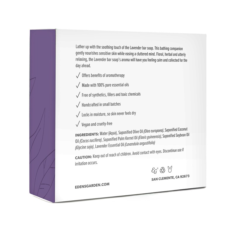 Edens Garden Lavender Bar Soap - Natural Cold-Processed with Pure