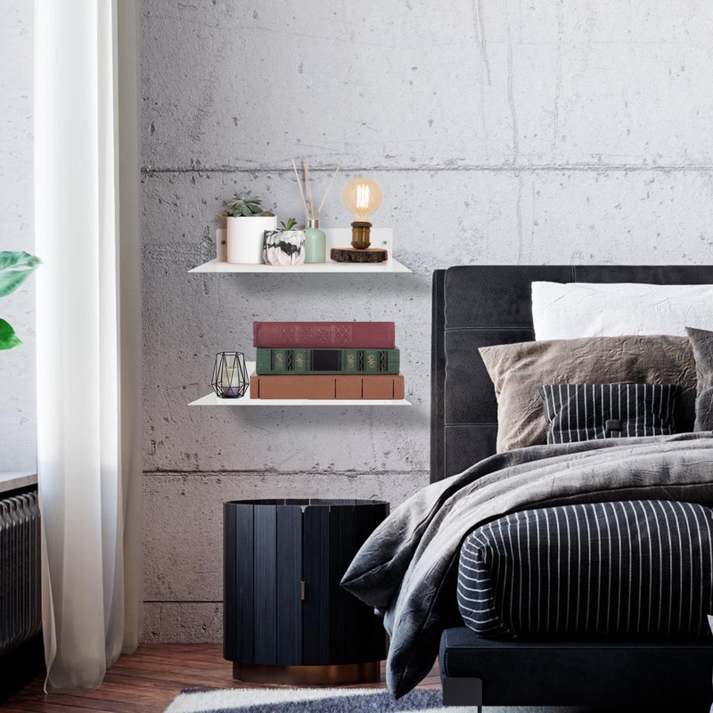 RealPlus Metal Floating Shelf Wall Mounted (12 inch x 8