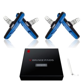 CNC V-Brake Brake Shoes, 2 Pairs of V-Brake Brake Pads, Black / Blue