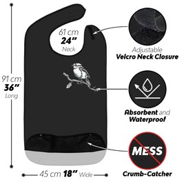 Classic Bib Designs Adult Bibs for Eating: Reusable with Crumb Catcher Pocket - For Men and Women (3 Pack)