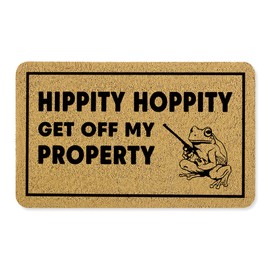 OSLYSOF Funny Frog Door Mat, Hippity Hoppity Get Off My Property Doormat for Front Door Indoor Outdoor Porch Entrance Entryway, Funny Welcome Mats Outside, Frog Bath Mat, 17x30 Inches
