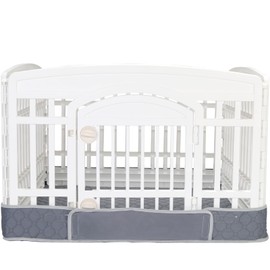 Dog Playpen Bottom Pad Mat for 36" 4-Panel Playpens - Scratch & Chew-Resistant Puppy Pen Floor Mat with Hook & Loop Fasteners, Waterproof & Leakproof, Non-Slip (Gray) (Playpen Not Included)