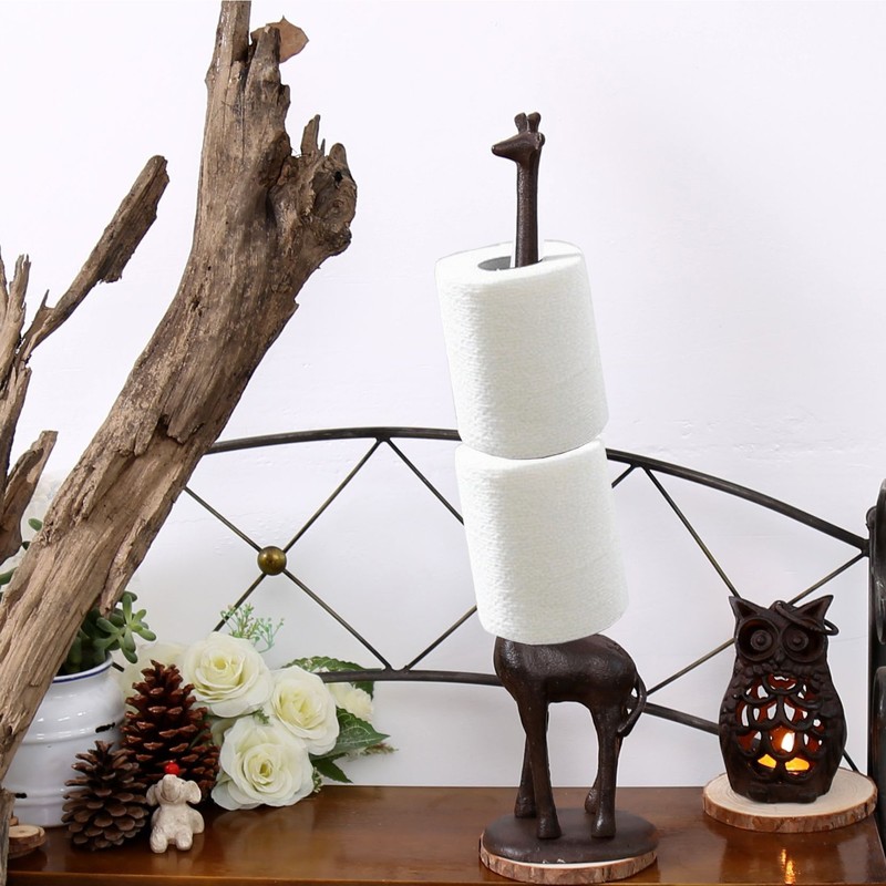 Ogrmar Cast Iron Giraffe Paper Holder Decorative Bathroom Toilet Paper