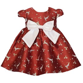 Bonnie Jean Girl's Christmas Holiday Dress - Baby or Girls Christmas Party Dress (4T Red Reindeer)
