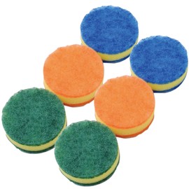 FIN-888S Scrubbing Brush for Kitchen, Dedicated Replacement Sponges, 6 Pieces