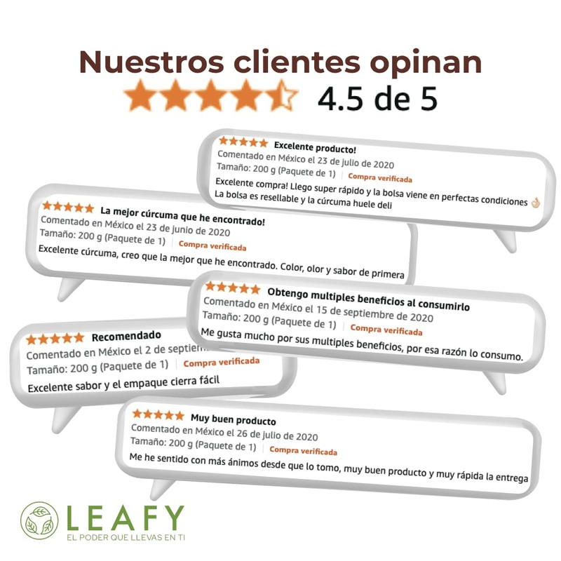 Leafy Pack 2 Cúrcuma en Polvo Orgánica Antiinflamatorio 200g