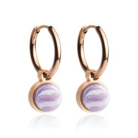 Roségold Gold Ohrringe Creolen mit Anhänger zum Wechseln • Edelstahl Ohrhänger mit Charm in lila • nickelfrei & wasserfest • MIX AND MATCH • Ø 16 mm