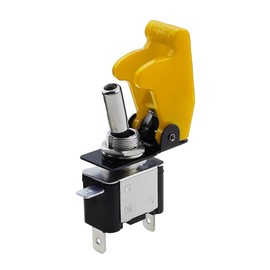 CGEAMDY Professional Car Toggle Switch, Rocker Toggle 20A 12V 2pin On/Off Switch Metal Bat Waterproof Boot Cap Cover, Toggle Switch with Waterproof Cap and LED Indicator for Car Truck Boat(Yellow)