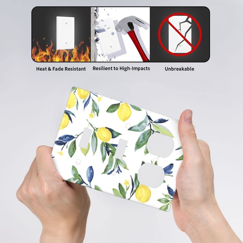 Yellow Lemon Combination Wall Plate 2 Toggle 1 Duplex Outlet