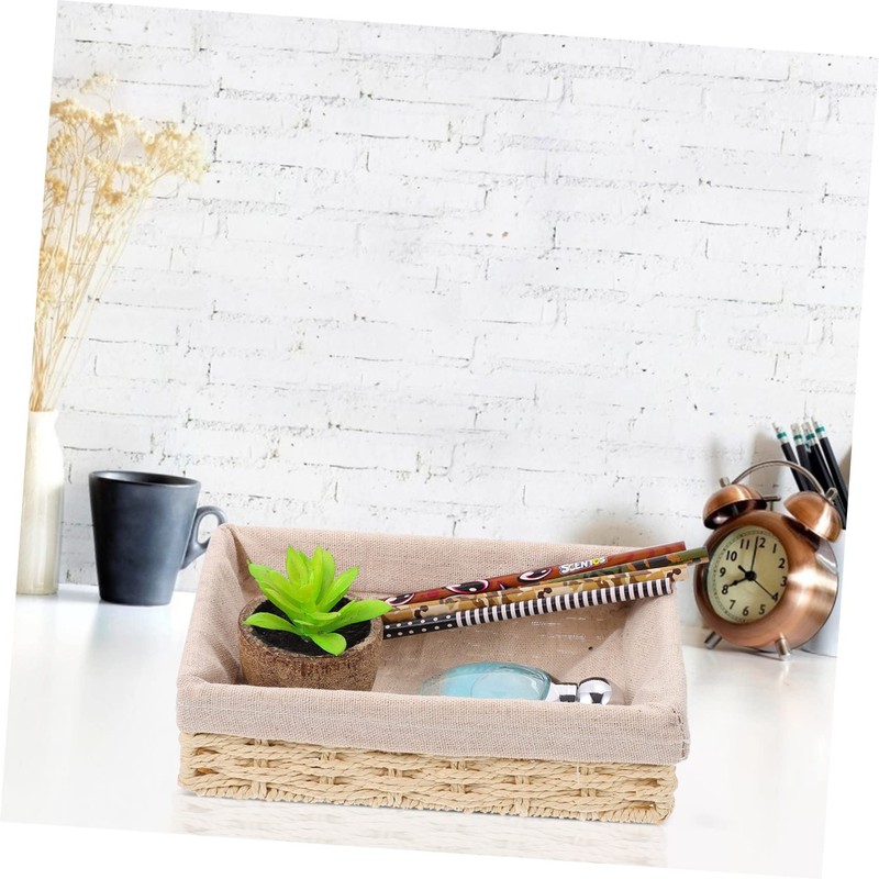 NOLITOY Handwoven Storage Basket Compartment Fabric Lined Woven Organizer for