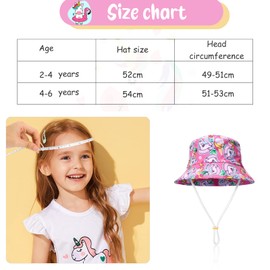 JUPSK Kid's Sun Hat, Children's Bucket Hat Unicorn Summer Hat Beach Courtyard Play Hat UV Protection Hat Soft Portable Foldable Cap Multicoloured