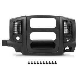 G-PLUS Dash Radio Trim Bezel Cover Surround Panel w/Air Vent & Storage Compatible with Dodge Ram 1500 2002-2005/Fits Dodge Ram 2500 3500 2003-2005 Black