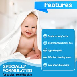 Baby Laundry Detergent Sheets for Infant, Toddler and Newborns, 80 Loads, Unscented – Gentle for Sensitive Skin - Washing Detergent for Baby Clothes