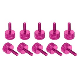 MECCANIXITY M3x10mm Knurled Thumb Screw, 10 Pcs Aluminum Alloy Flat Knurled Head Thumb Screws Bolts Grip Knobs Fastener for PC Computer Case, Rose Pink