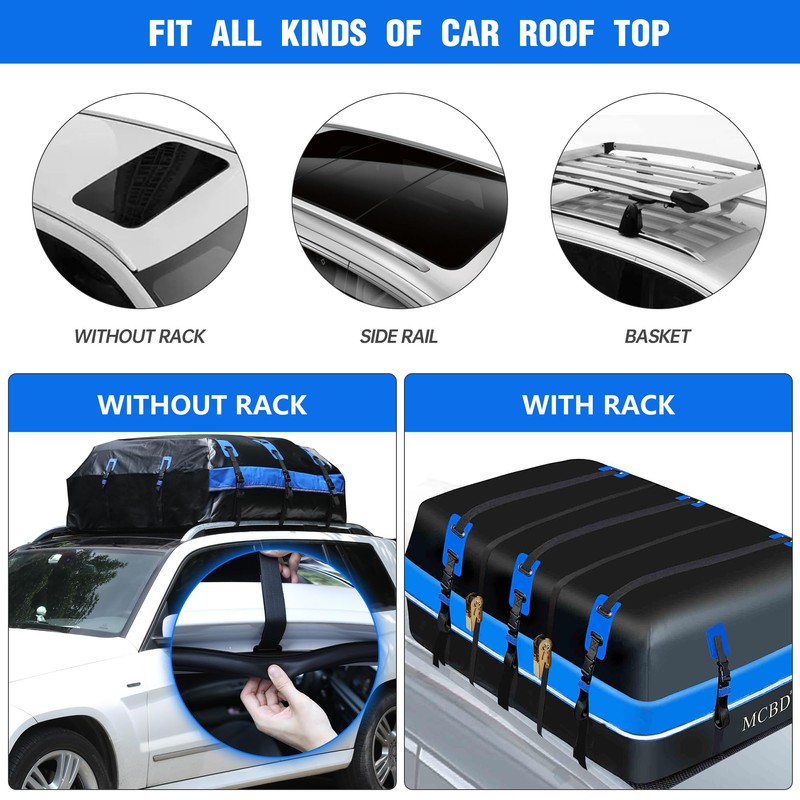 40 Cubic Feet Rooftop Cargo Carrier Bag, Waterproof Soft-Shell Car