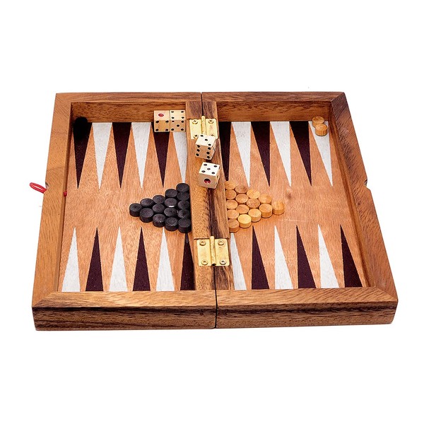 Logica Jeux Art. Backgammon M - Jeu de Table en Bois - Jeu pour Familles - Version Pliable Portable