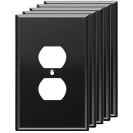 LIDER Duplex Receptacle Wall Plate, Mirrored Outlet Cover for Duplex Outlet, Plexiglass Outlet Cover, Reflective Finish, Acrylic Glass, Modern Upgrade, Oversized 1-Gang 5.25" x 3.44", Black, 5 Pack