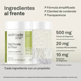 Citrato De Magnesio, Celulosa Microcristalina, Estearato De Magnesio Wellmade 80 Cápsulas Suplemento Alimenticio                                      