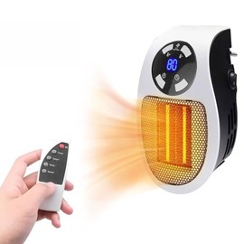Portable Plug in Heater, 500W Small Electric Heater with Overheat Protection, Adjustable Electronic Thermostat, Precise LED Display Wall Outlet Space Heaters for Indoor Use - Office and Bedroom, etc