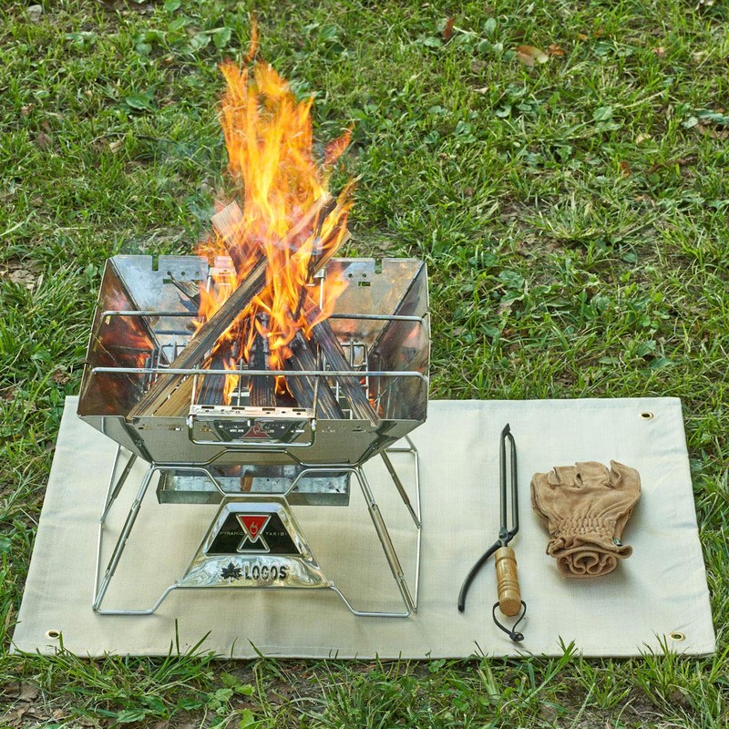 LOGOS Fire Pit Grate with Heat-Resistant and Insulation Sheet (80×60cm)