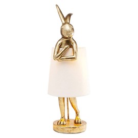 NorDiem LED Bunny Table Lamp, Resin Animal Rabbit Desk Light with Linen Shade, 15.7 Inch Decorative Lamp for Bedroom, Office & Kids Room (15.7" White Shade)