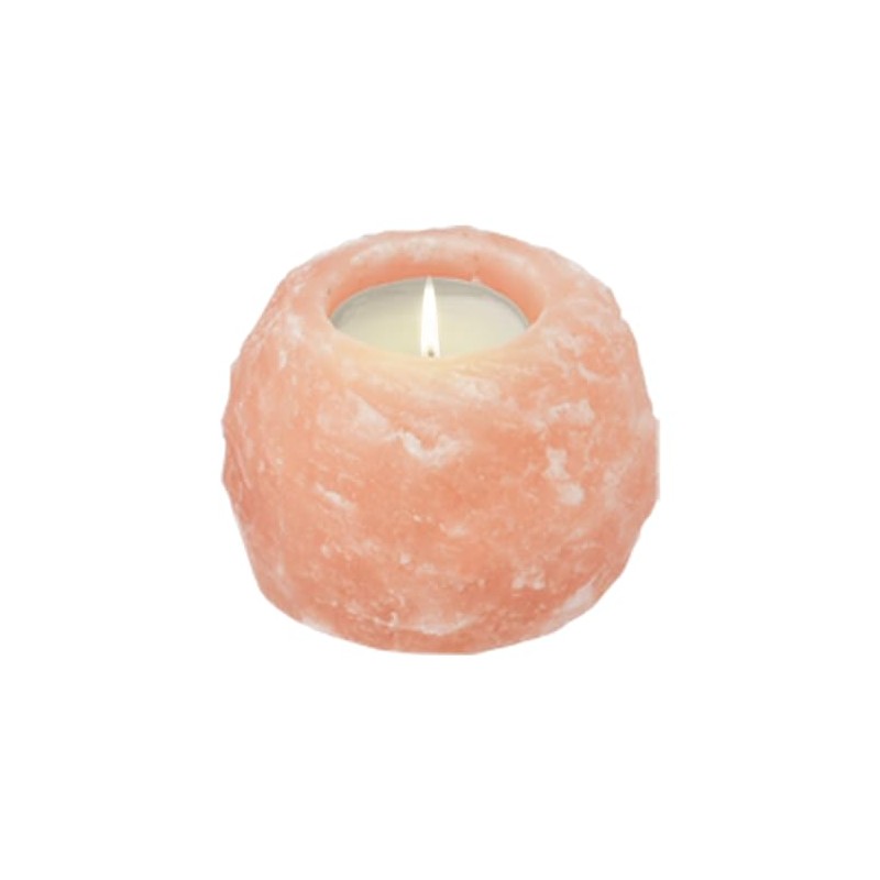 HIMALAYA SALT DREAMS Teelichthalter Rock, Kristallsalz aus Punjab/Pakistan, Orange, ca.