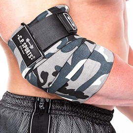 C.P. Sports Bench Press Professional Elbow Bandages, 1 Pair, Fitness, Sports Bandage, Elbow Bandage, Bandages Bodybuilding, Powerlifting (Camo White, 130 cm)