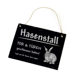 Slate Sign Engraved – HASENSTALL Tor & Türen geschlossen halten – Stable Board Rabbit Door Sign 22 x 16 cm | Dekolando Home Accessories