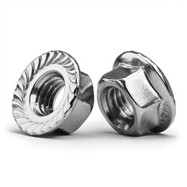 M8-1.25 Serrated Flange Hex Nuts, Hexagon Flange Nuts 304 Stainless Steel, Metric Hex Lock Nuts, DIN6923 (10 pcs)