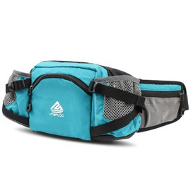 HTZPLOO Fanny Pack Waist Bag with Water Bottle Holder for Men Women Running Hiking Travel Dog Walking Workout Cycling Outdoor, Turquoise Blue, Adjustable strap length: 31 to 51 inches, Classic