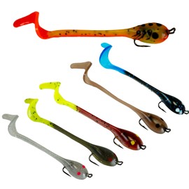 Made in USA Twister Tad Fishing Lures for bass, Pike, Crappie. pre Rigged Tadpole swimbait Lure. use as Swim Bait, jig Lure, or jerkbait (Varity 6 Pack)