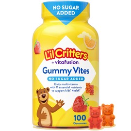 L'il Critters Gummy Vites - Multivitamínico diario de gomitas sin azúcar añadido para niños de 2 años en adelante, vitamina C, D3 para sabores inmunológicos, fresa y naranja, 100 gomitas