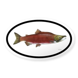 CafePress Sockeye Salmon Fishing Oval Sticker Oval Car Bumper Sticker