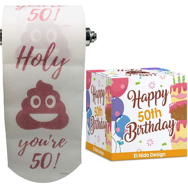 50th Birthday Toilet Paper - Happy birthday toilet paper prank– Funny 50th birthday gifts for men and women– best friend birthday gifts– Novelty Toilet paper roll gag gifts – 3 Ply (50th Birthday)
