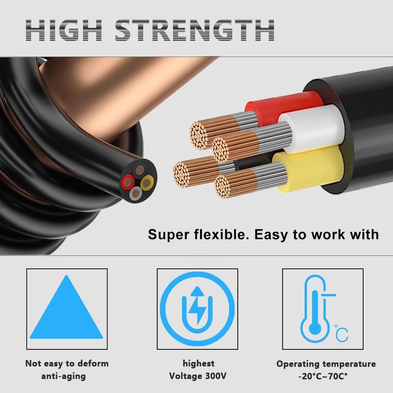 LEADTOPS 50FT 18 Gauge 18/4 4 Conductor Electrical Wire 4