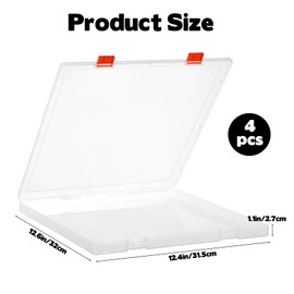 Rainmae 12"x12" Scrapbook Paper Storage, Stackable Kids Artwork Storage Organizer Box, Craft Paper Organizer Case for Board Game, Document, Magazine, Art Supplies (4 Pack)