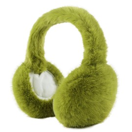 MniJiza Women Winter Ear Muffs Foldable Fluffy Ear Warmer Faux Fur Ear Cover Cold Weather Outdoor Earmuffs (MustardGreen)