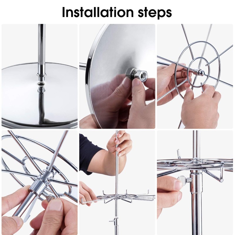 Polmart 3-Tier Spinning Display Stand ，Heavy Duty Adjustable Countertop Stand