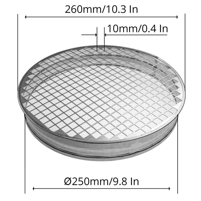 10" Inch (net 3/8" x 3/8" Inch) Duct End Cap
