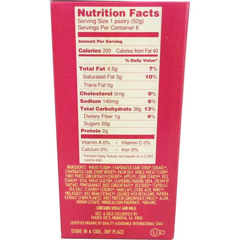 Trader Joe's Organic Cherry Pomegranate Frosted Toaster Pastries, 11 Oz