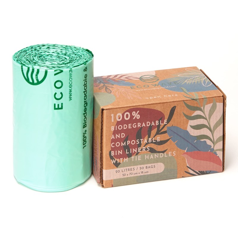 ECO WAVE 100% Biodegradable and Compostable Bin Liners, 20 Litres,