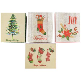 Set of 7 Classic Wood Design - Cozy Holiday Nesting Boxes! - Great to Put Presents in or to Give! - Wonderful Prints and Designs! - Largest Measures 13.25"x10"x2.75"