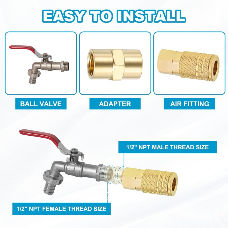 PATIKIL 1/8" x 1/8" Brass NPT Coupler, 6 Pack Female