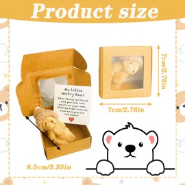 Worry Bear in a Box, My Little Worry Bear in a Box Positive Gift for Lovers Friends Graduation Desk Accessories(Brown)