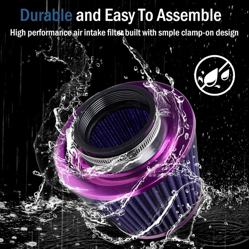 Universal Clamp-On Air Intake Filter, High Performance, Washable Filter, Replacement