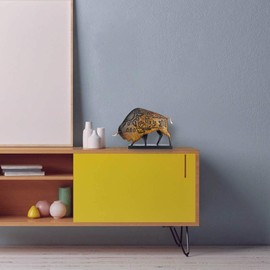 Tooarts Metal American Bison with Square Base Sculpture Animal Figurine Art Ornament Home Decoration