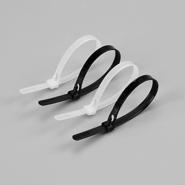 Hymyily Zip Ties, Repeat Type, Repeatable, Unlock Type, Tie Wrap, Zip Tie, Insullock, 0.2 x 7.9 inches (5 x 200 mm), Nylon, Set of 100 (Black & White)